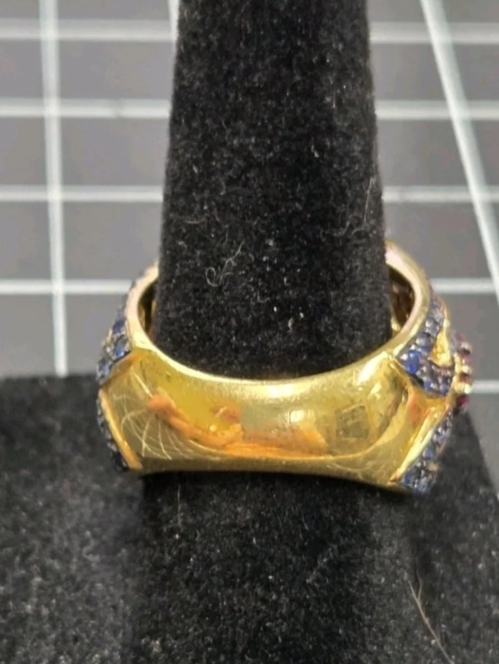 ✨ 18K Yellow Gold Multi-Gemstone & Diamond Ring 💜 Amethyst Cabochon Size 7¼